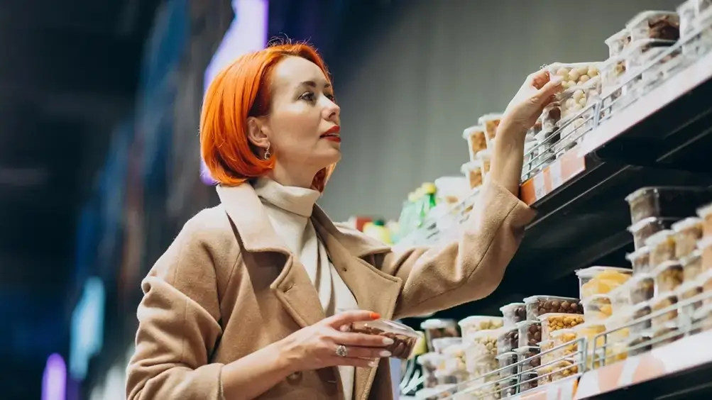 a woman buying Persian ingredients